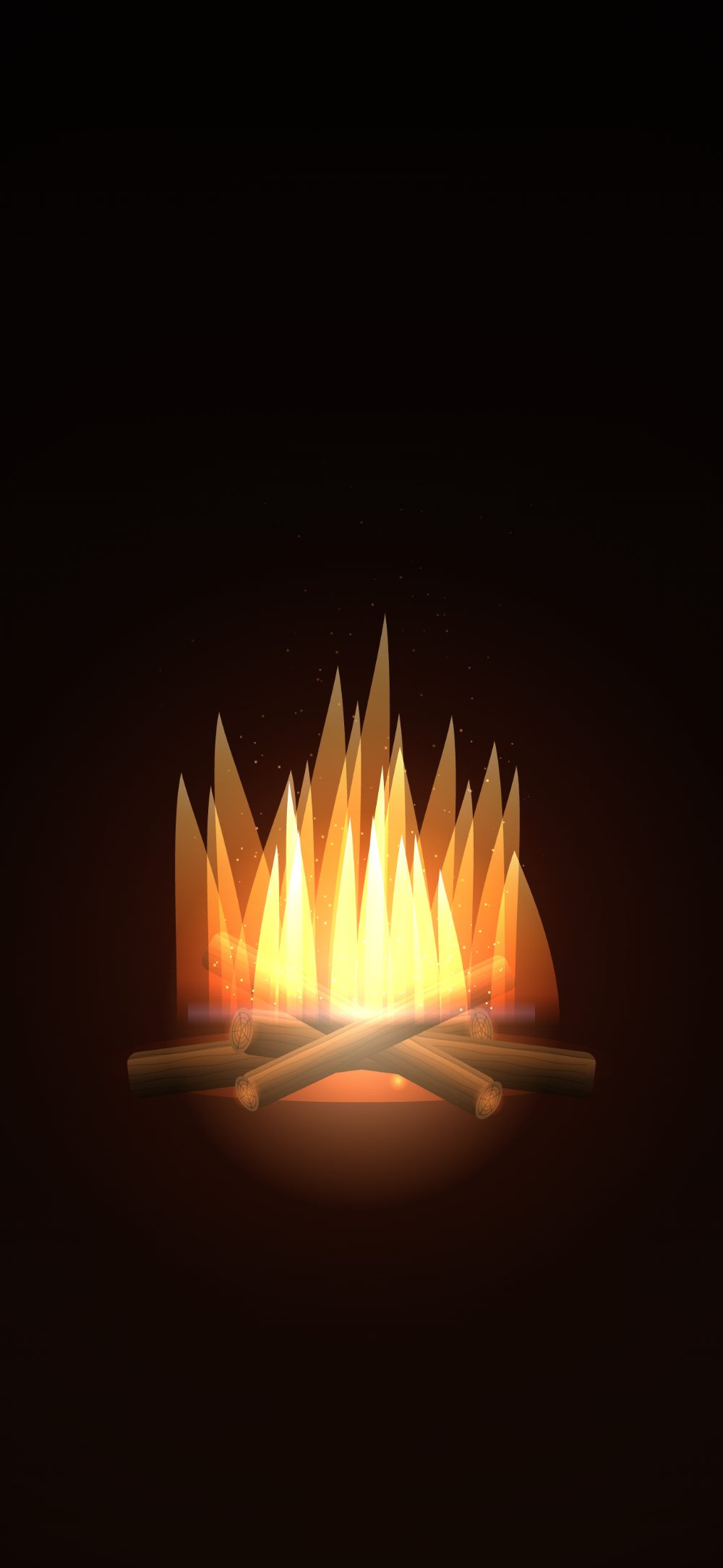 The Fireplace scene — stacked logs and layered flames