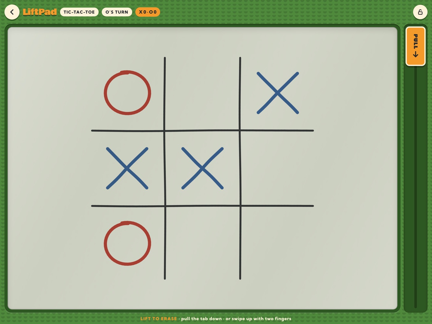 A slate game on iPad — tic-tac-toe for two players