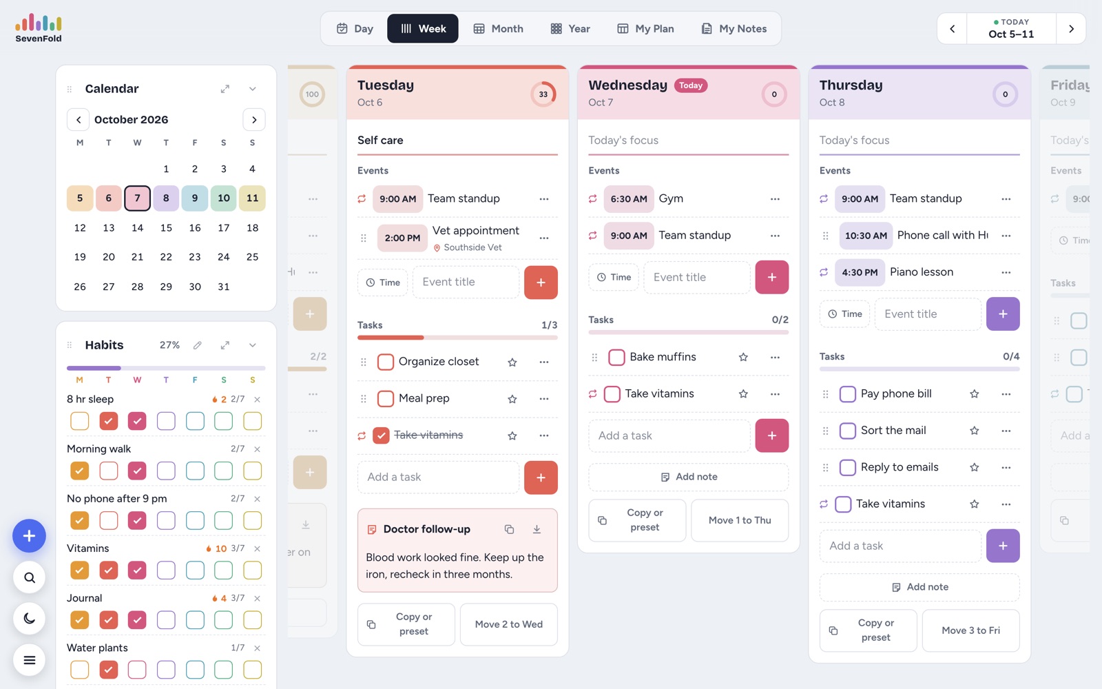 The week view on Mac — seven days side by side