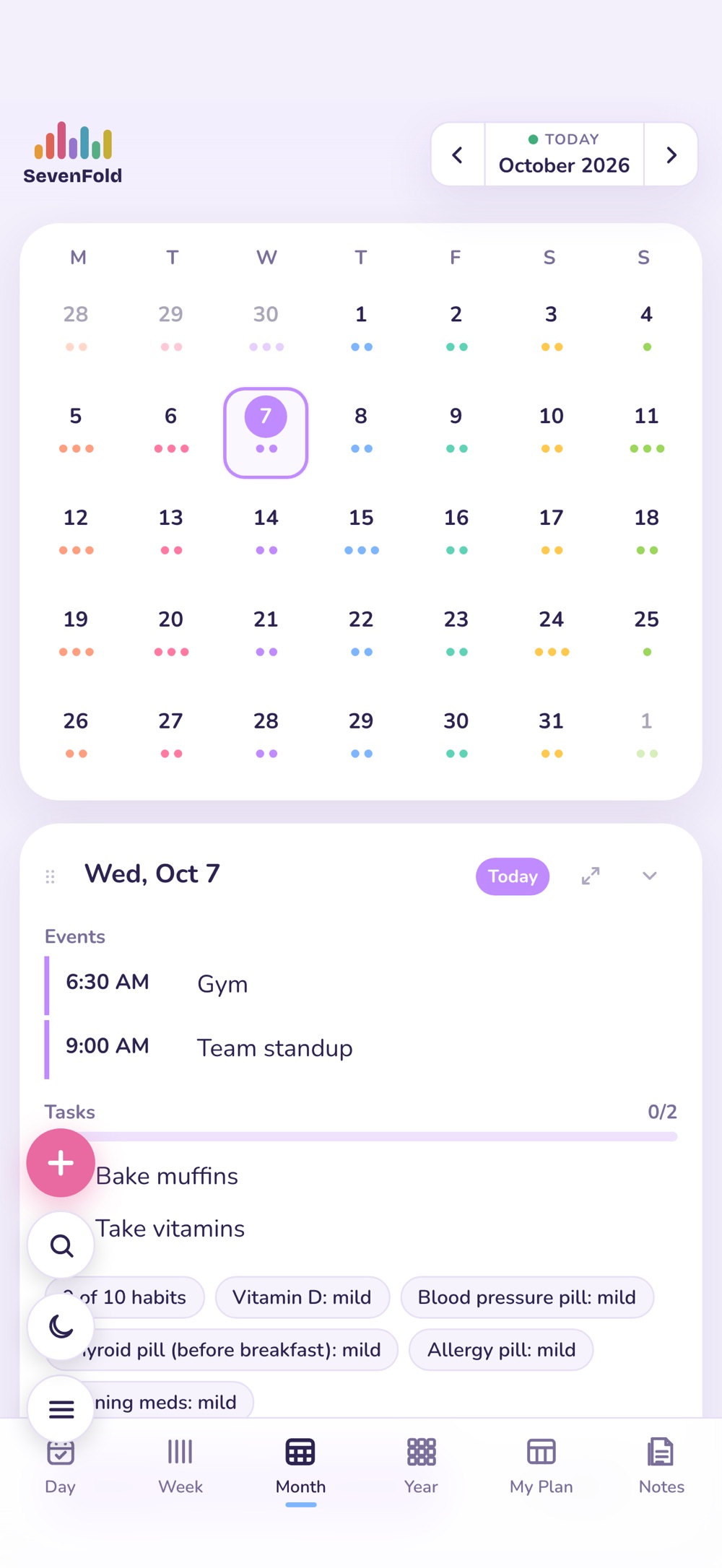 The month view on iPhone — a calm calendar of the month
